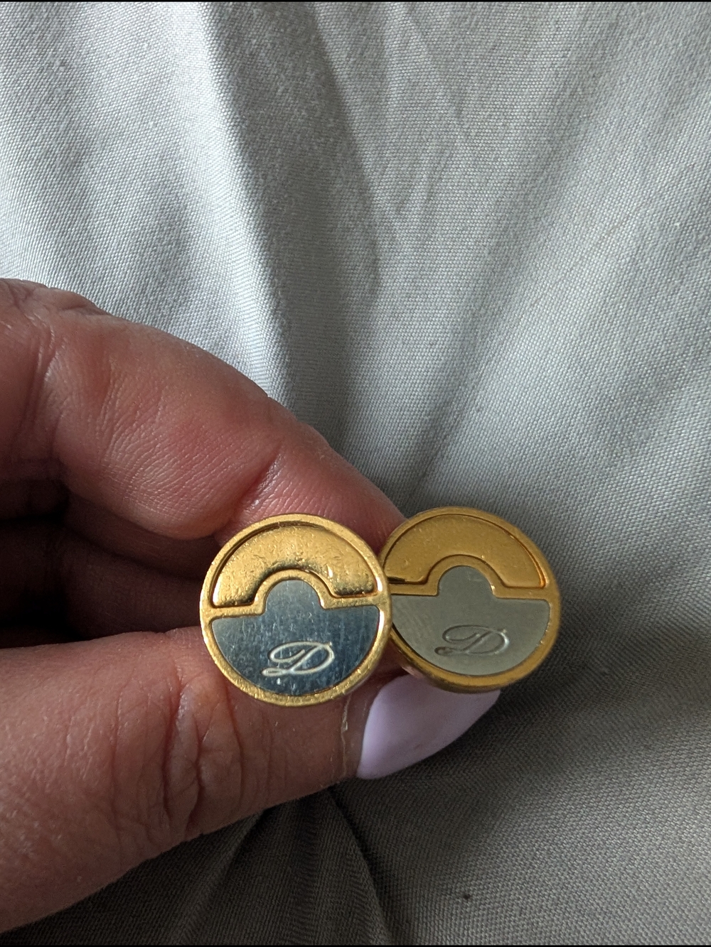S.T. Dupont Paris Vintage Two-Tone D-Logo Cufflinks – Rare